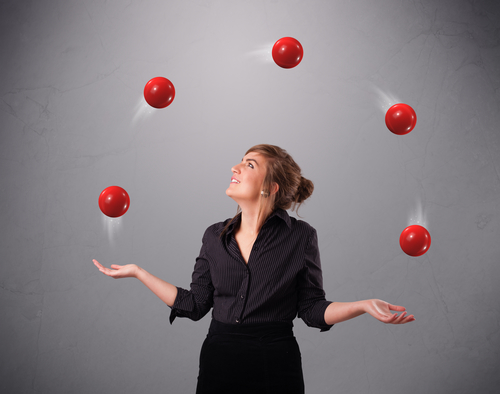 Imagine life as a game in which you are juggling five balls in the air